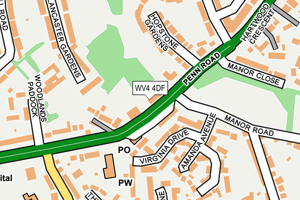 WV4 4DF map - OS OpenMap – Local (Ordnance Survey)