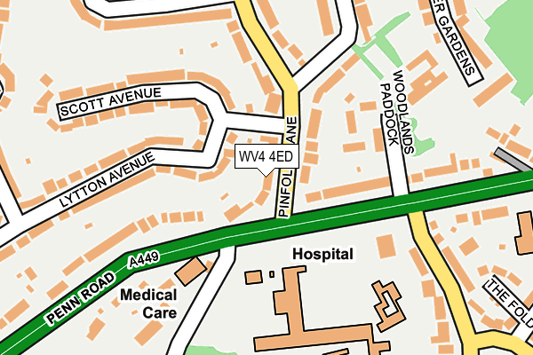 WV4 4ED map - OS OpenMap – Local (Ordnance Survey)