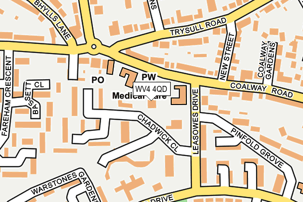 WV4 4QD map - OS OpenMap – Local (Ordnance Survey)