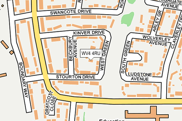 WV4 4RU map - OS OpenMap – Local (Ordnance Survey)