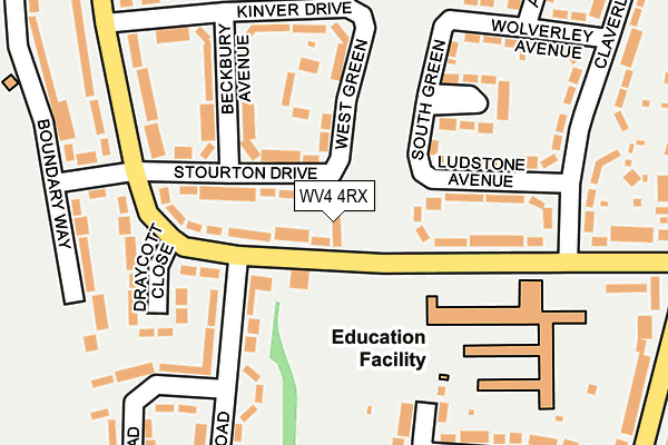 WV4 4RX map - OS OpenMap – Local (Ordnance Survey)