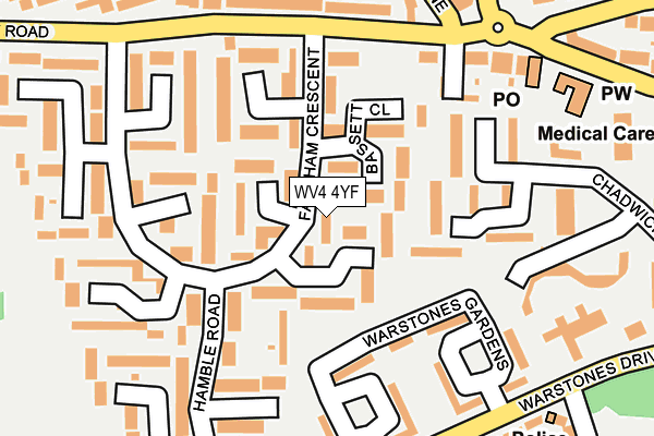 WV4 4YF map - OS OpenMap – Local (Ordnance Survey)