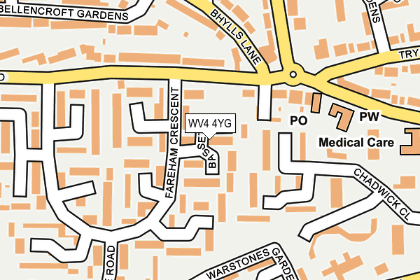 WV4 4YG map - OS OpenMap – Local (Ordnance Survey)