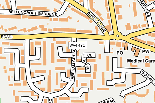 WV4 4YQ map - OS OpenMap – Local (Ordnance Survey)
