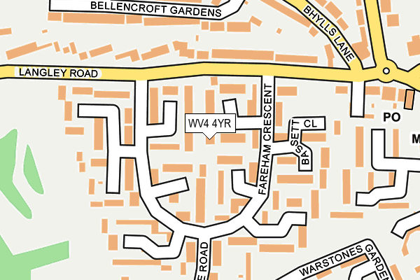 WV4 4YR map - OS OpenMap – Local (Ordnance Survey)