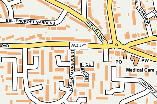 WV4 4YT map - OS OpenMap – Local (Ordnance Survey)