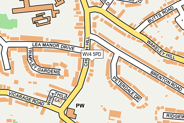 WV4 5PD map - OS OpenMap – Local (Ordnance Survey)
