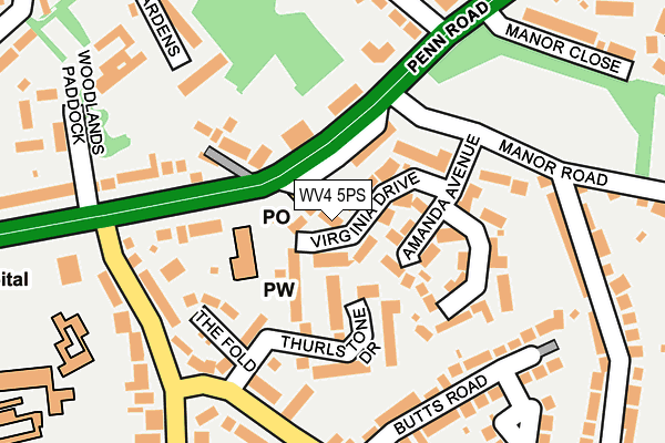 WV4 5PS map - OS OpenMap – Local (Ordnance Survey)