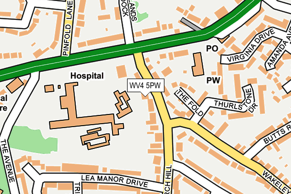WV4 5PW map - OS OpenMap – Local (Ordnance Survey)