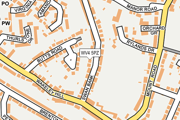 WV4 5PZ map - OS OpenMap – Local (Ordnance Survey)