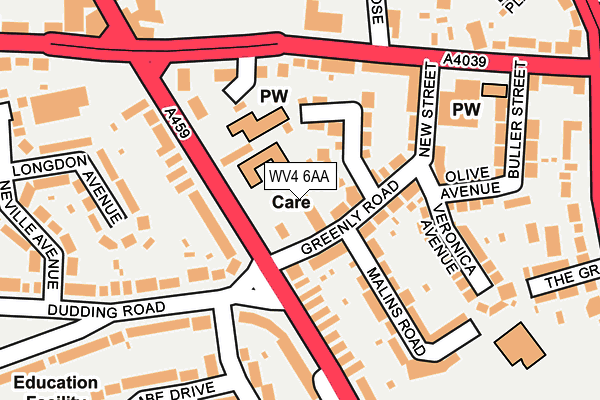 WV4 6AA map - OS OpenMap – Local (Ordnance Survey)