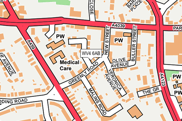 WV4 6AB map - OS OpenMap – Local (Ordnance Survey)