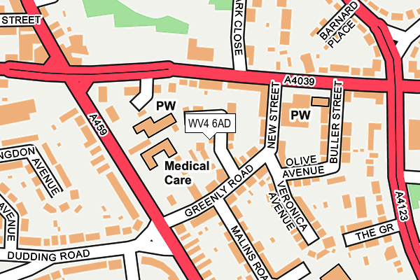 WV4 6AD map - OS OpenMap – Local (Ordnance Survey)