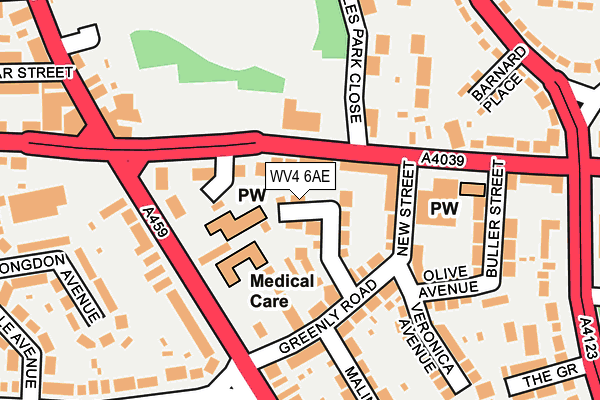 WV4 6AE map - OS OpenMap – Local (Ordnance Survey)