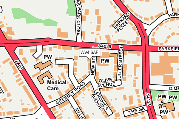 WV4 6AF map - OS OpenMap – Local (Ordnance Survey)