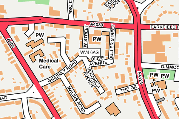 WV4 6AG map - OS OpenMap – Local (Ordnance Survey)