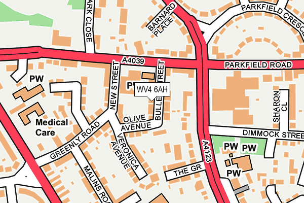 WV4 6AH map - OS OpenMap – Local (Ordnance Survey)