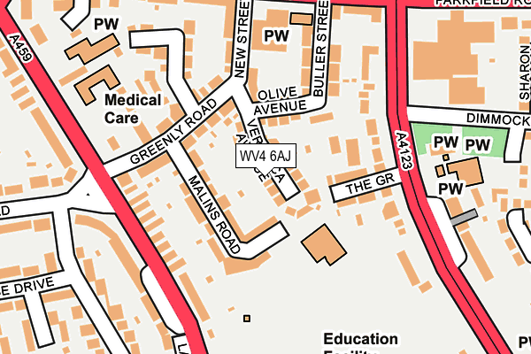 WV4 6AJ map - OS OpenMap – Local (Ordnance Survey)