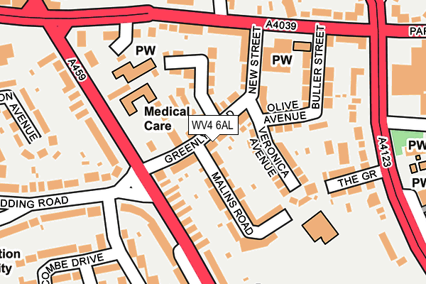 WV4 6AL map - OS OpenMap – Local (Ordnance Survey)