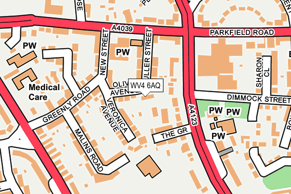 WV4 6AQ map - OS OpenMap – Local (Ordnance Survey)