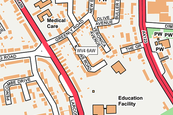 WV4 6AW map - OS OpenMap – Local (Ordnance Survey)