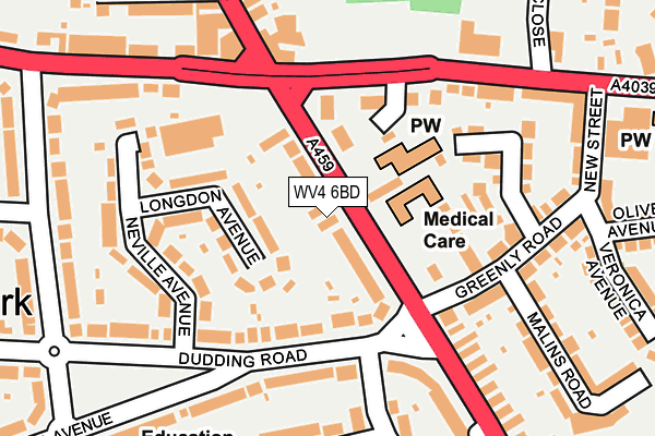 WV4 6BD map - OS OpenMap – Local (Ordnance Survey)