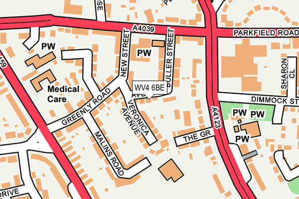WV4 6BE map - OS OpenMap – Local (Ordnance Survey)