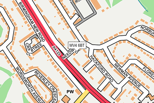 WV4 6BT map - OS OpenMap – Local (Ordnance Survey)