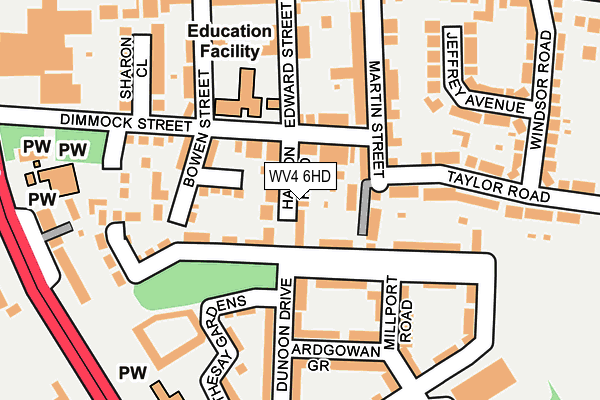 WV4 6HD map - OS OpenMap – Local (Ordnance Survey)