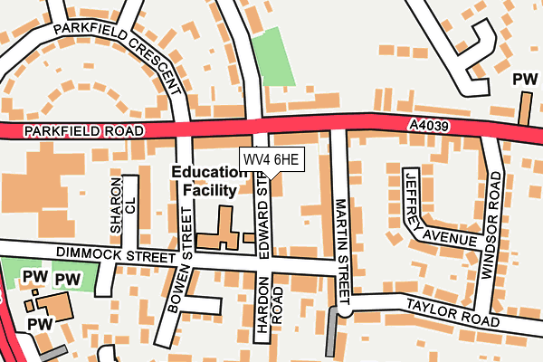 WV4 6HE map - OS OpenMap – Local (Ordnance Survey)