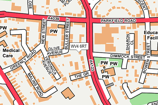 WV4 6RT map - OS OpenMap – Local (Ordnance Survey)
