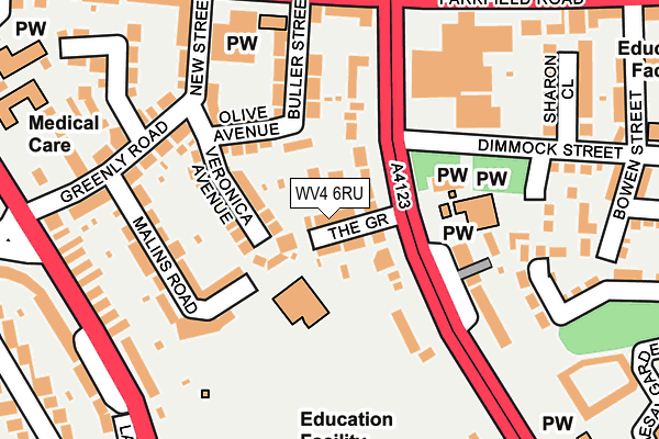 WV4 6RU map - OS OpenMap – Local (Ordnance Survey)
