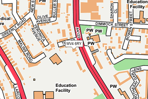 WV4 6RY map - OS OpenMap – Local (Ordnance Survey)