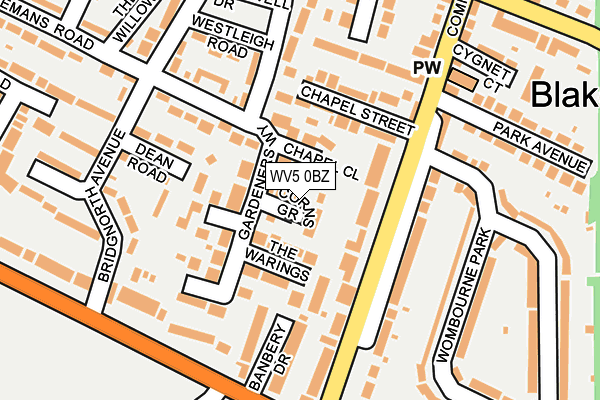 WV5 0BZ map - OS OpenMap – Local (Ordnance Survey)