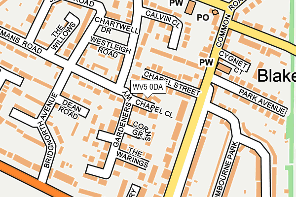 WV5 0DA map - OS OpenMap – Local (Ordnance Survey)