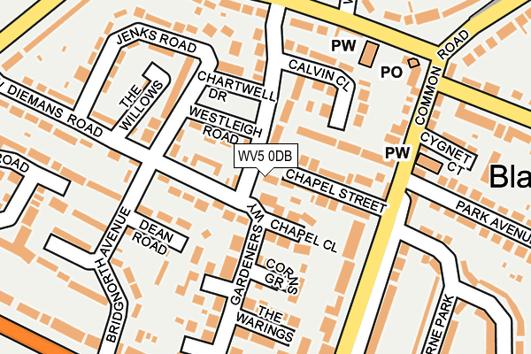 WV5 0DB map - OS OpenMap – Local (Ordnance Survey)