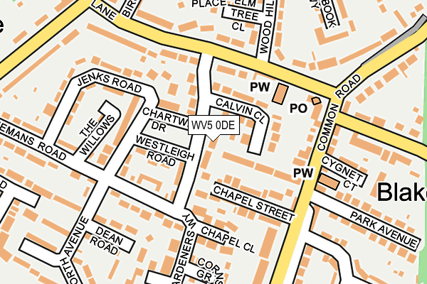 WV5 0DE map - OS OpenMap – Local (Ordnance Survey)