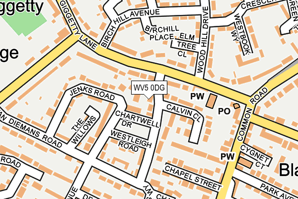 WV5 0DG map - OS OpenMap – Local (Ordnance Survey)