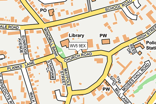 WV5 9EX map - OS OpenMap – Local (Ordnance Survey)