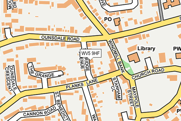 WV5 9HF map - OS OpenMap – Local (Ordnance Survey)