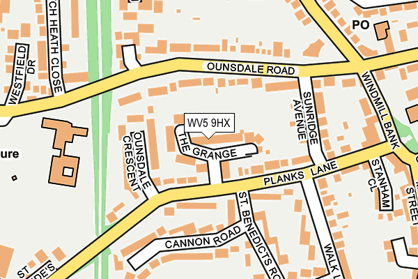 WV5 9HX map - OS OpenMap – Local (Ordnance Survey)
