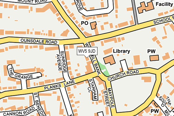 WV5 9JD map - OS OpenMap – Local (Ordnance Survey)