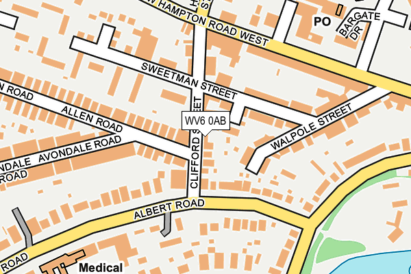 WV6 0AB map - OS OpenMap – Local (Ordnance Survey)