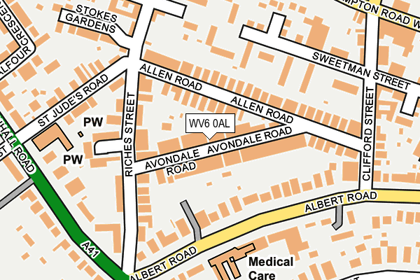 WV6 0AL map - OS OpenMap – Local (Ordnance Survey)