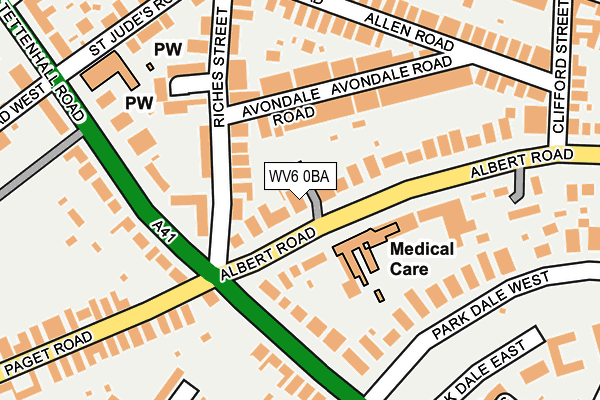 WV6 0BA map - OS OpenMap – Local (Ordnance Survey)
