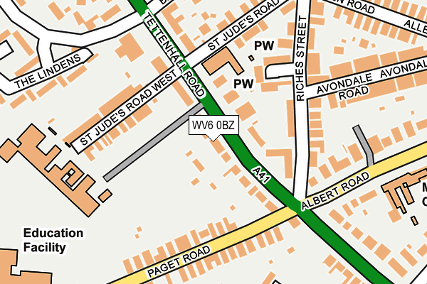 WV6 0BZ map - OS OpenMap – Local (Ordnance Survey)