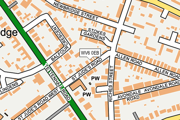 WV6 0EB map - OS OpenMap – Local (Ordnance Survey)