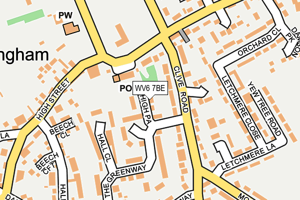 WV6 7BE map - OS OpenMap – Local (Ordnance Survey)