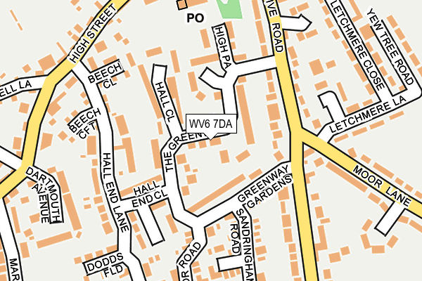 WV6 7DA map - OS OpenMap – Local (Ordnance Survey)