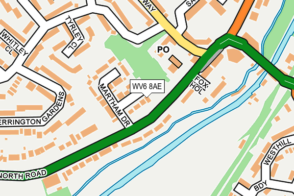 WV6 8AE map - OS OpenMap – Local (Ordnance Survey)